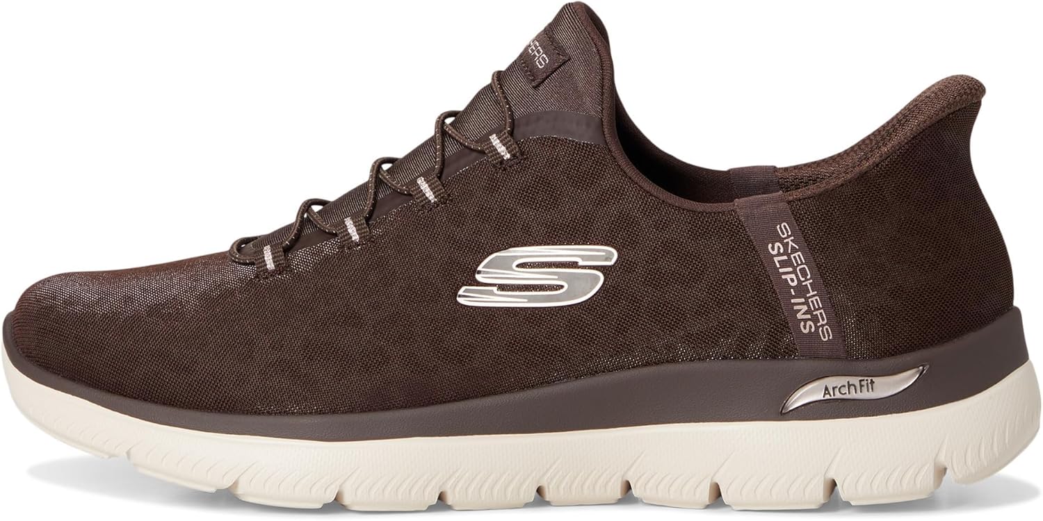 Skechers Women's Arch Fit Summits Lux Leopard Hands Free Slip-Ins Sneakers