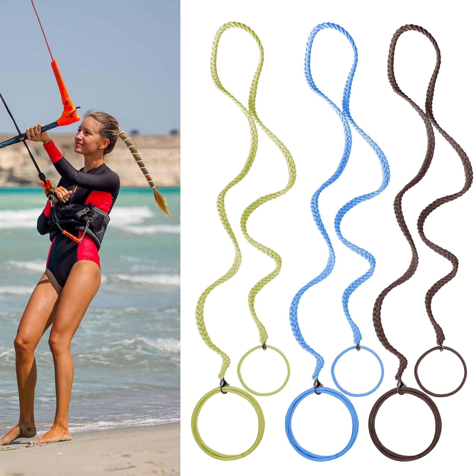 3 Packs 35" Thick Hair Ties No Damag for Women, Elastic Hair Bands for Long Curly Thick Hair Workout Ponytails Holders Stong Strechy Pony Tail Wrap