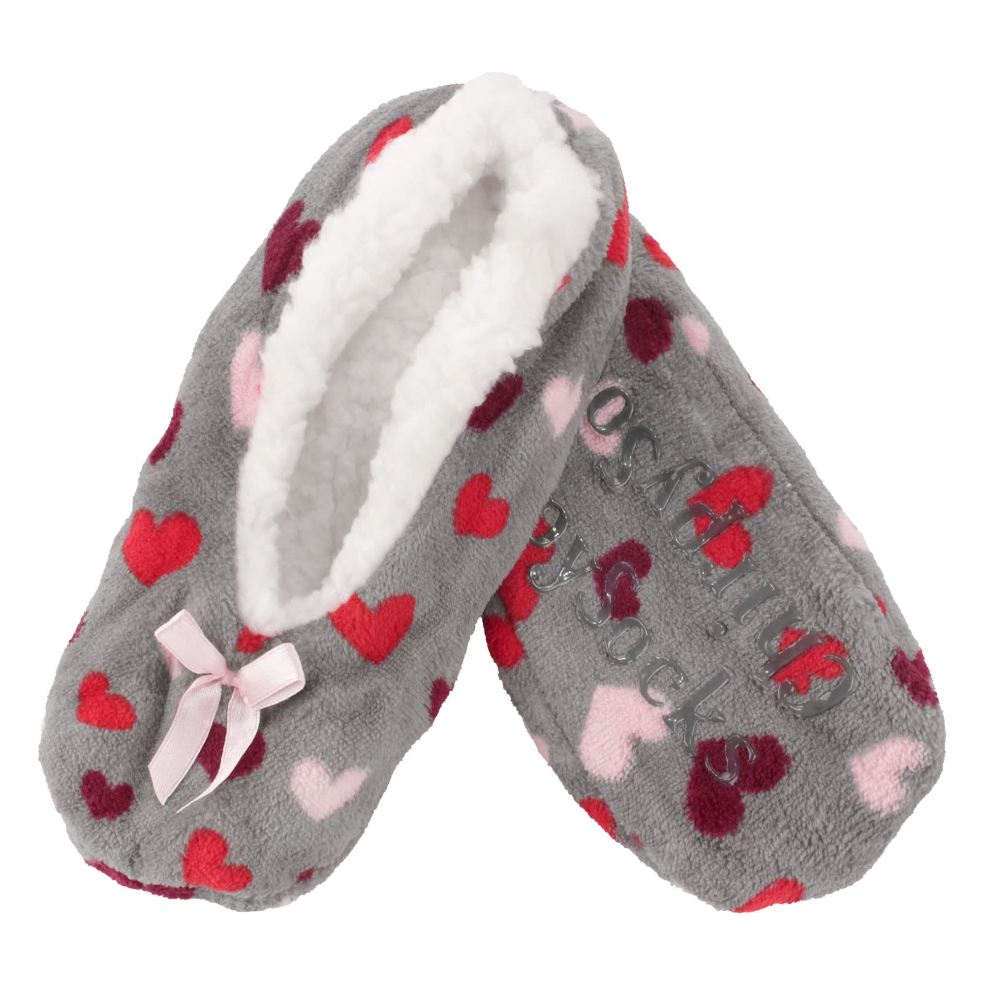 BambooMN Women's Fuzzy Patterned Non-Slip Lined Slippers, Home &amp; Travel