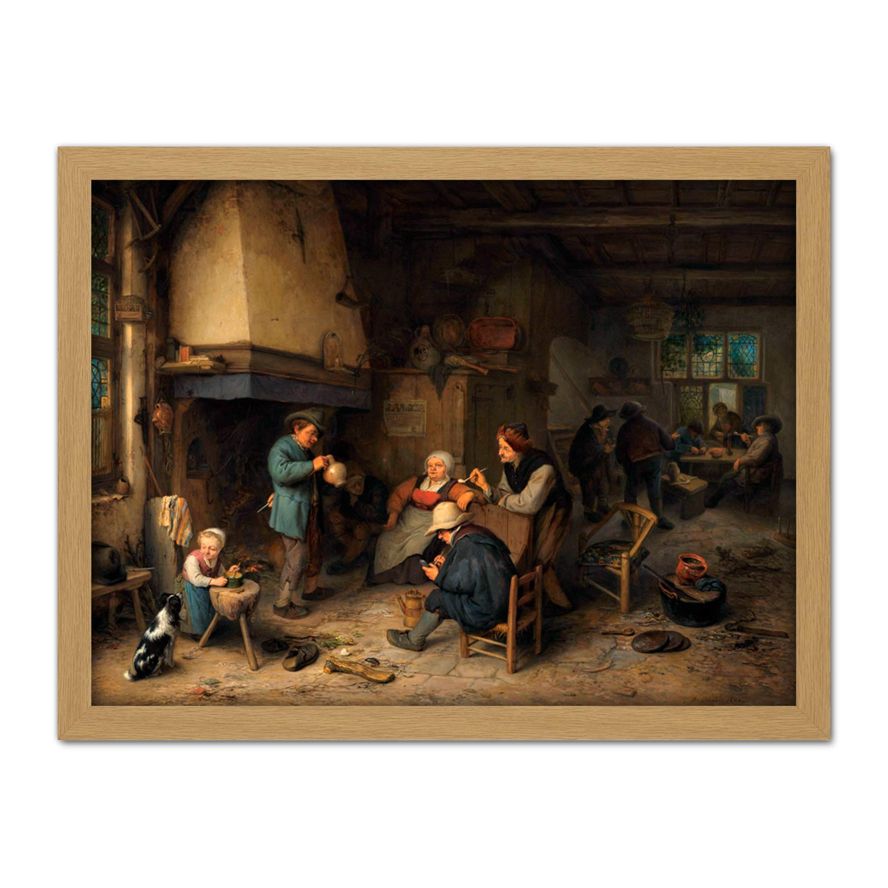 Artery8 Adriaen Van Ostade Peasants Interior Painting Artwork Framed Wall Art Print 18X24 Inch