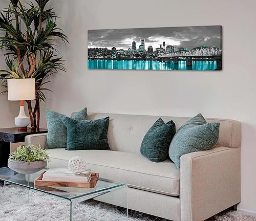 Miniatura 3 de JiazuGo - Paisaje urbano en lienzo impreso en blanco y negro, obras de arte moderno para pared con vistas panorámicas de ciudades, cuadros de 14 x