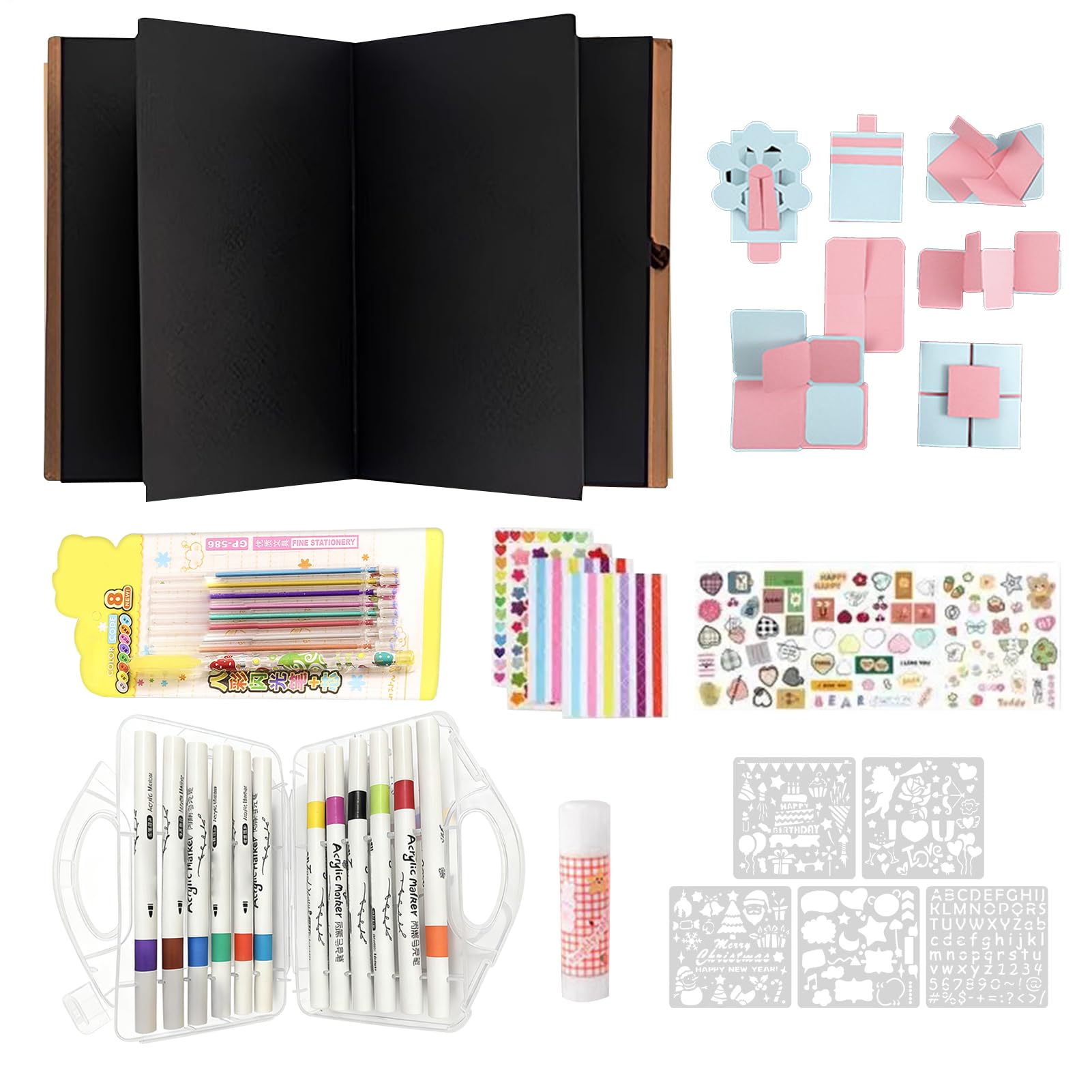 Accordion Album - Small Stretchable DIY Handmade Memory Book | Photo Crafts Collection Scrapbook Album,for Graduation Wedding Birthday Holidays Valentines Day