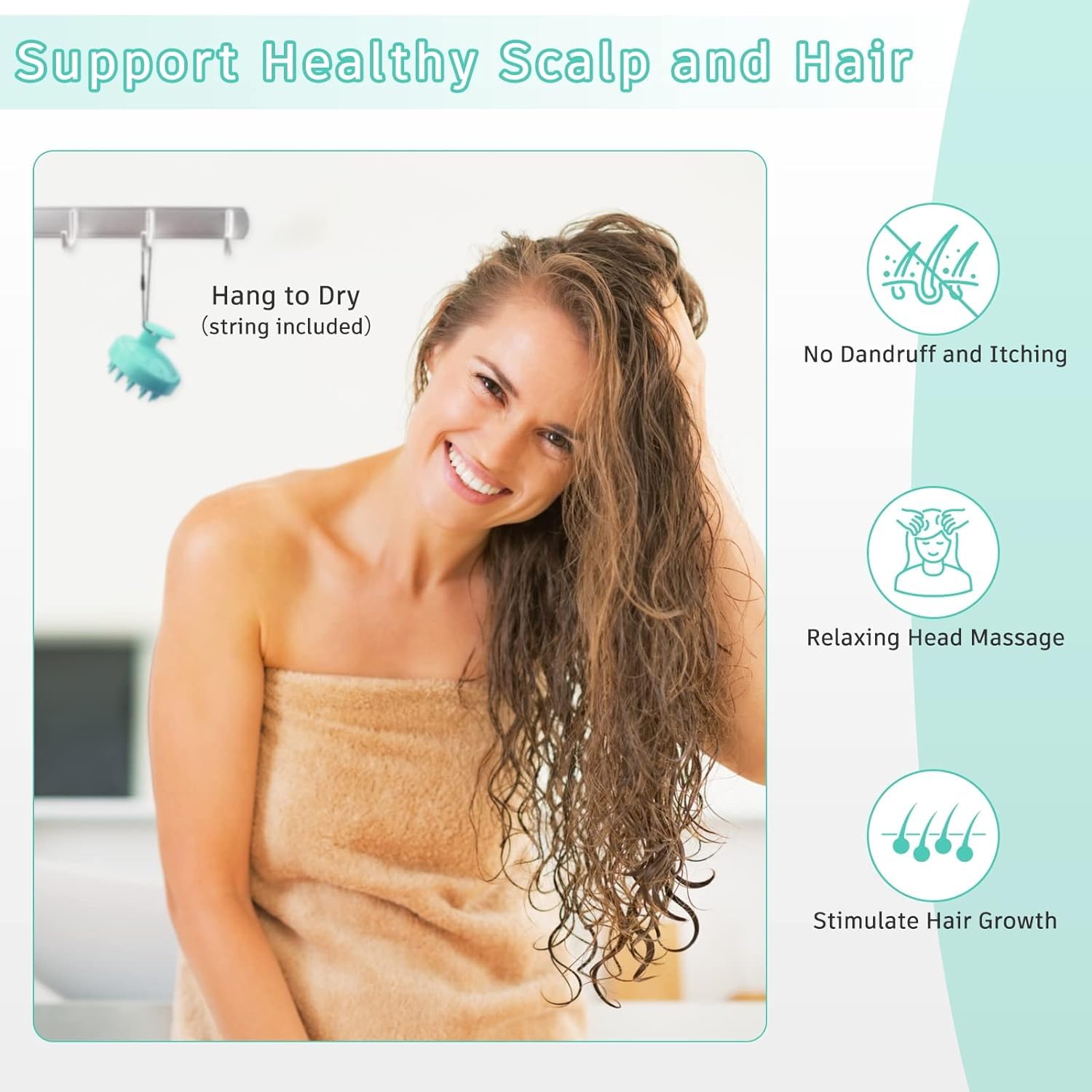 Keli Scalp Massager Shampoo Brush, Soft Silicone Hair Scrubber for Washing Hair, Wet and Dry Hair Scalp Care Brush, Shower Brush Scalp Scrubber Exfoliator with Bristles for Dandruff Removal 4