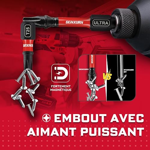 GEINXURN Set di punte per cacciavite Torx T7-T40, resistenti agli urti, magnetici da 25/50/75/150 mm, attacco esagonale da 1/4", set di punte per viti in acciaio in lega da 60 mm, con scatola di - 4