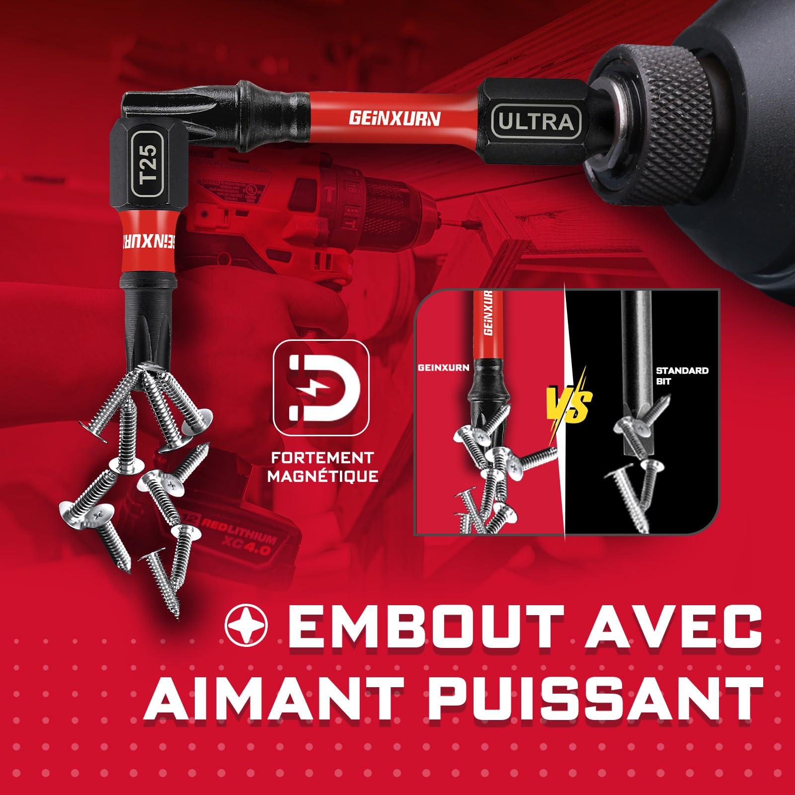 GEINXURN 51 Pièces Jeu d'embouts de Vissage Torx T7-T40 aux Chocs de 25/50/75/150 mm, Embout pour Tournevis en Acier S2 avec Porte-embouts Magnétiques de 75 mm Long et Boîte de Rangement