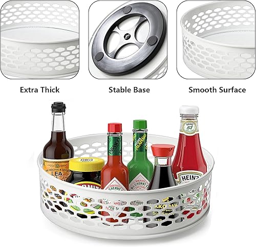 Miniatura 7 de Organizador Lazy Susan de 9 pulgadas para gabinete, organizador de tocadiscos blanco, organizador de condimentos giratorio redondo para encimera,