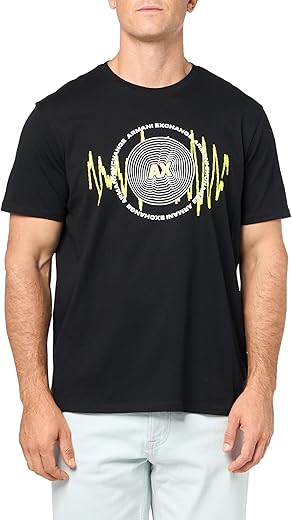 Armani Exchange Herren Regular Fit Cotton Sound Wave Printed Logo Tee T-Shirt