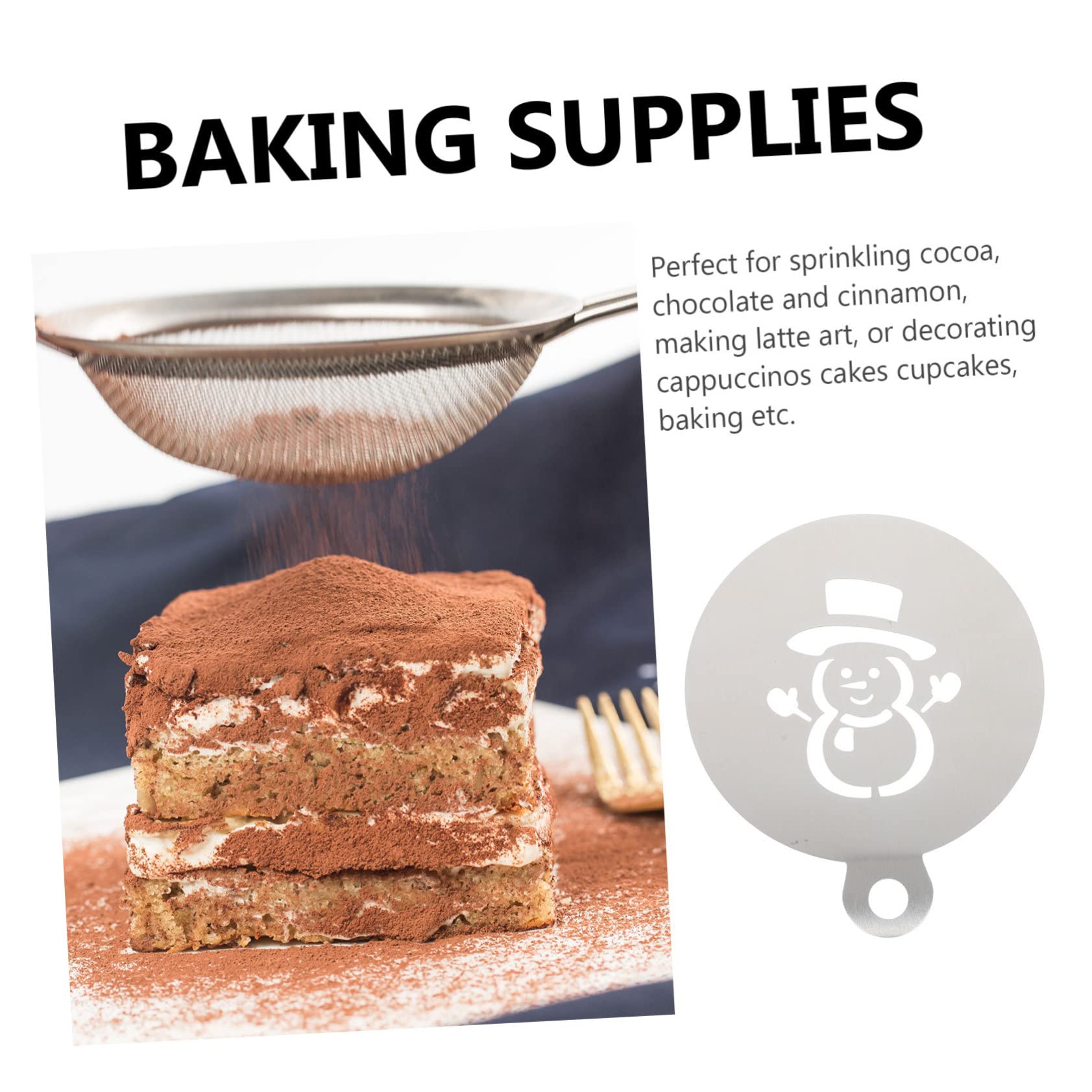 Cabilock 3 Set Setaccio Per Glassa Natalizia Modelli Di Cioccolato Per Torte Al Formaggio Stampini Per Mousse Stencil Per L'arte Del Caffè Acciaio Inossidabile Silver 4 Pezzi * 3