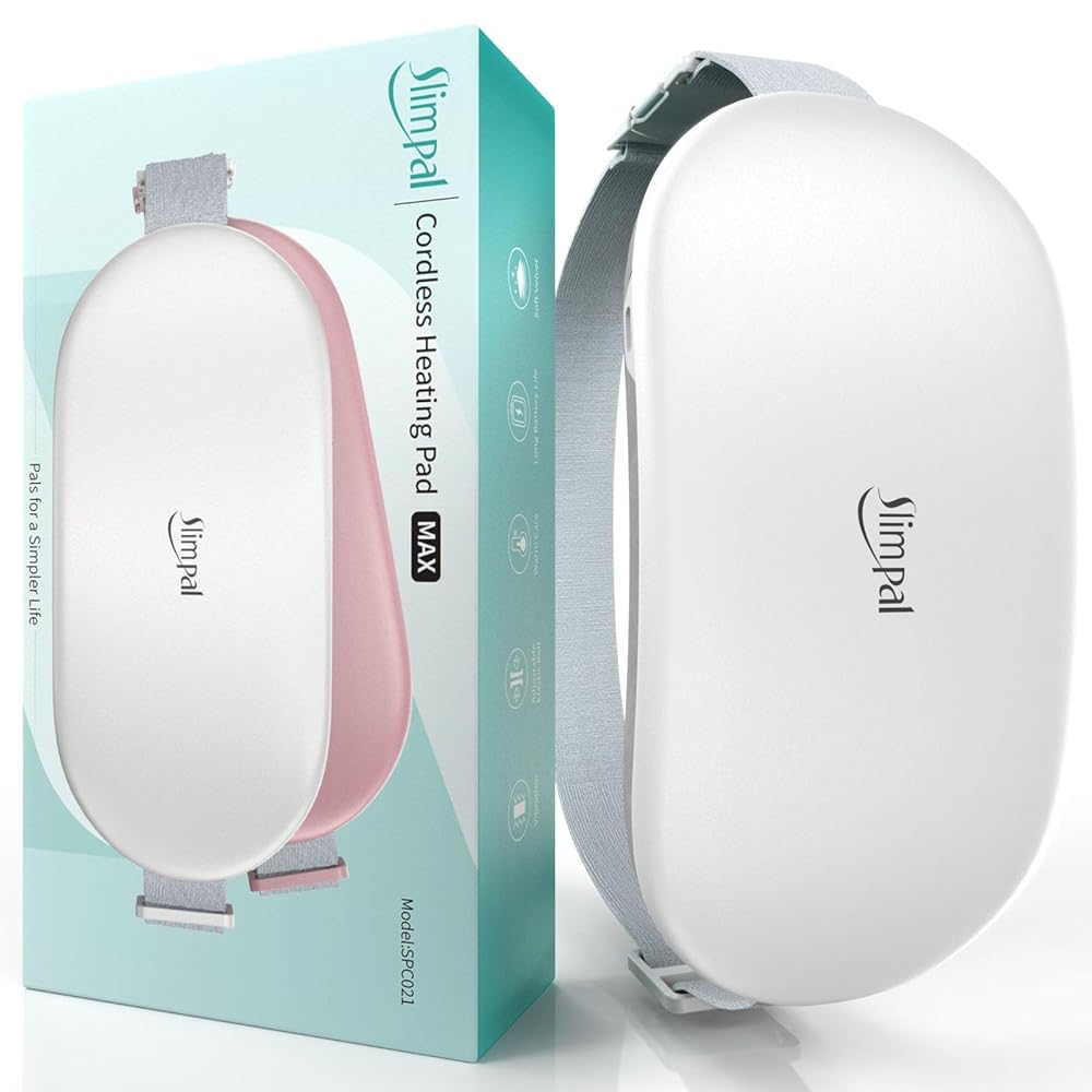 Slimpal Heating Pad for Period Cramps, Plus-Sized Portable Electric Heating Pad, Menstrual Cordless Heat Belt Back, Belly, Waist Pain Relief, Long-Lasting Battery, Gift for Her Girl Women, Light Pink