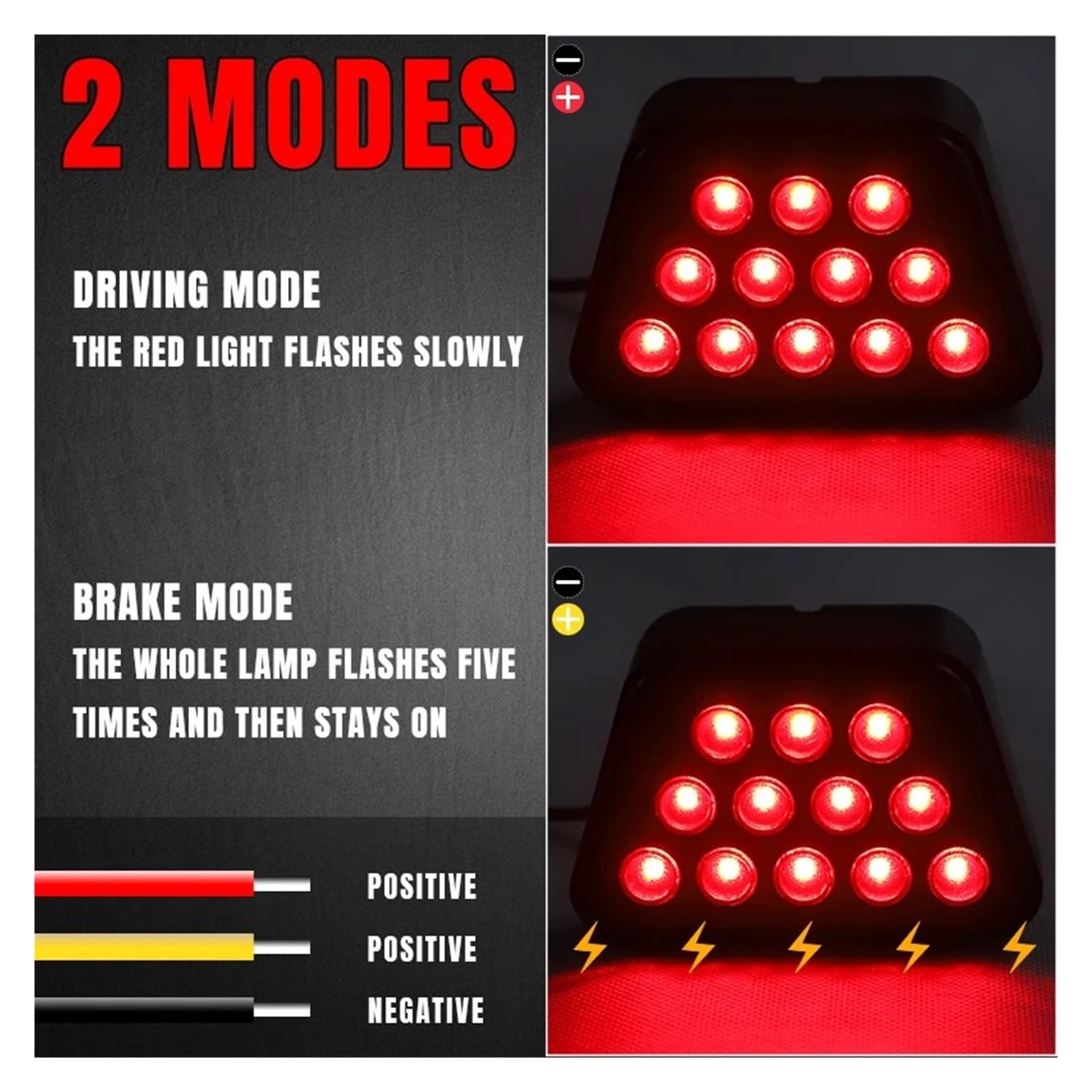 Pilotos Traseros coche Luces LED De Freno Estilo F1 12 LED Traseras Intermitentes Rojos Advertencia Automática 12 V Para Coche SUV ATV(2pcs)