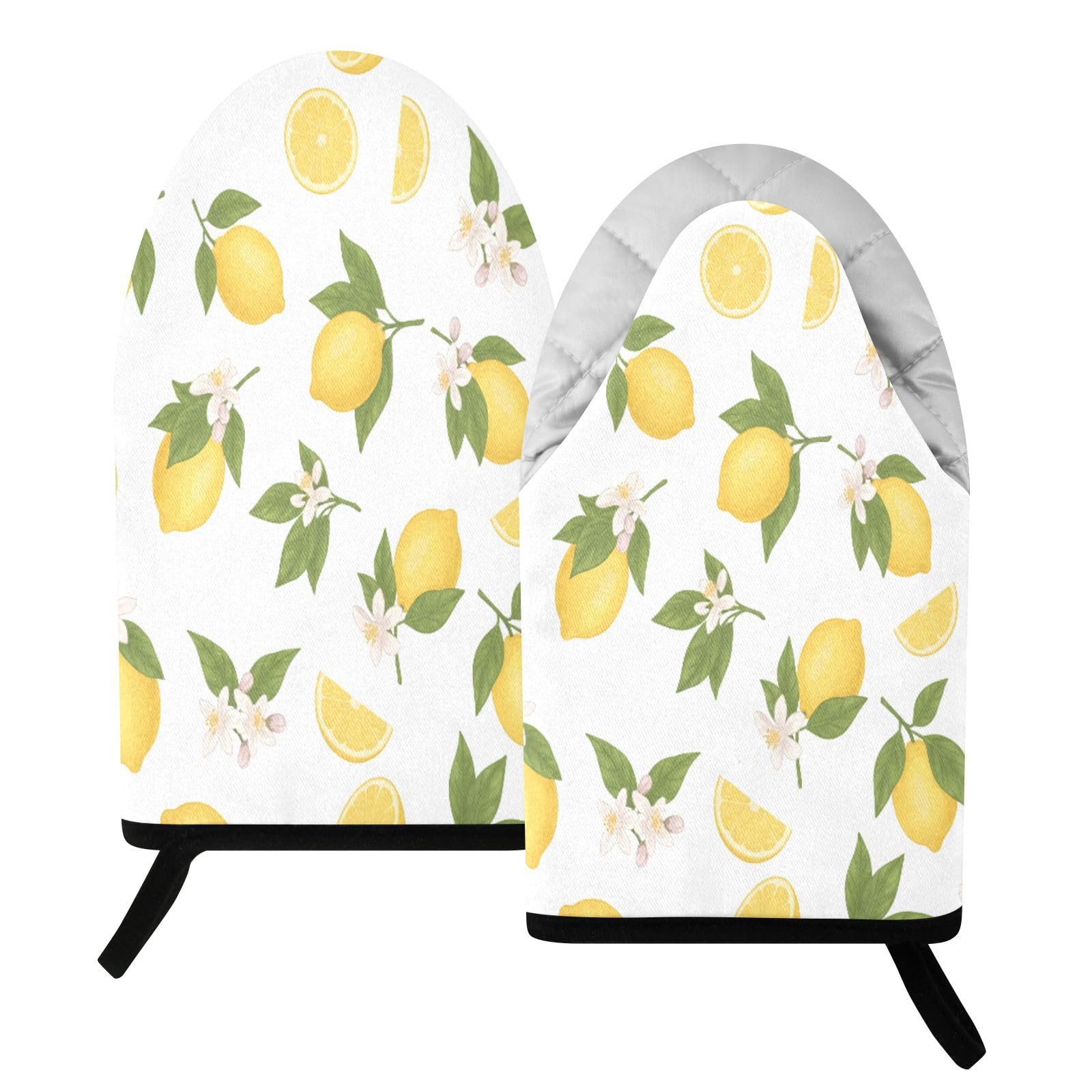 BURSTDDY Lemon Oven Mitt,Heat Resistant Kitchen Mitts for Cooking
