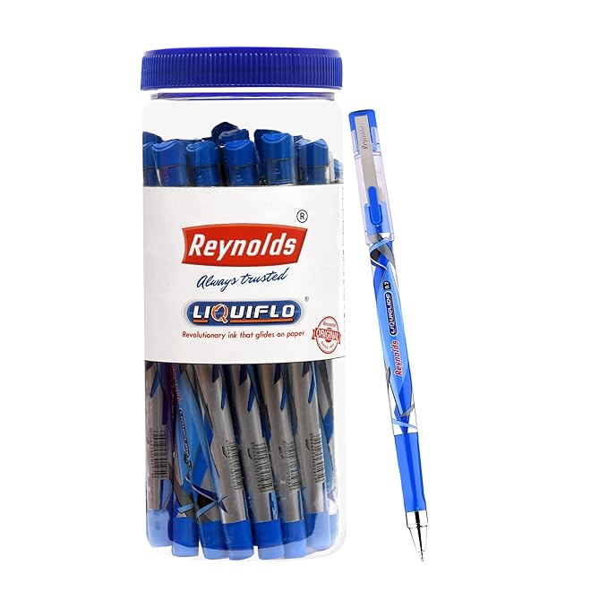 Reynolds LIQUIFLO 20 CT JAR, BLUE I Lightweight Ball Pen With Comfortable Grip for Extra Smooth Writing I School and Office Stationery | 1 mm Tip Size at Rs. 150
