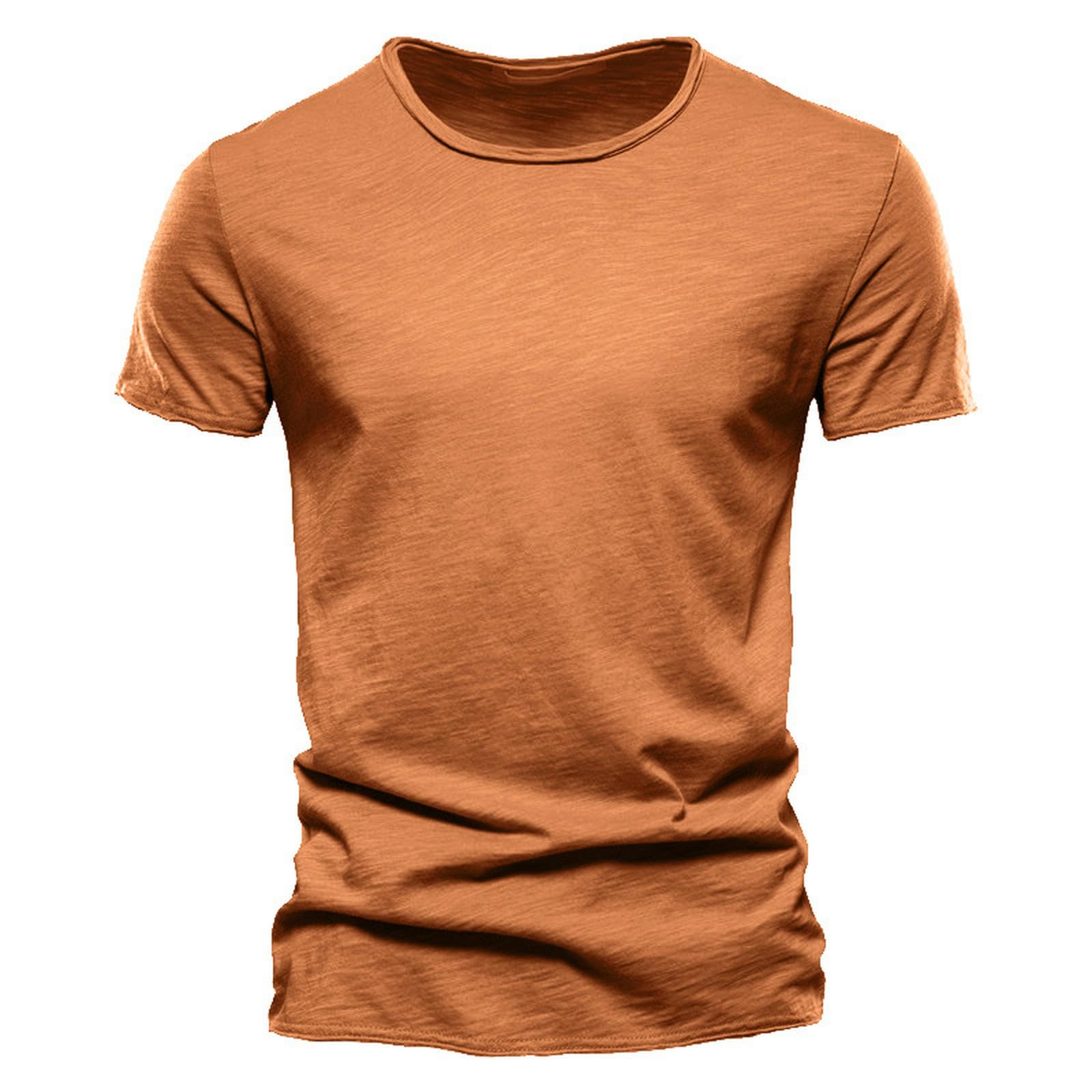 T-Shirt col en V pour hommes d'été couleur jaune curcuma taille S modèle F038