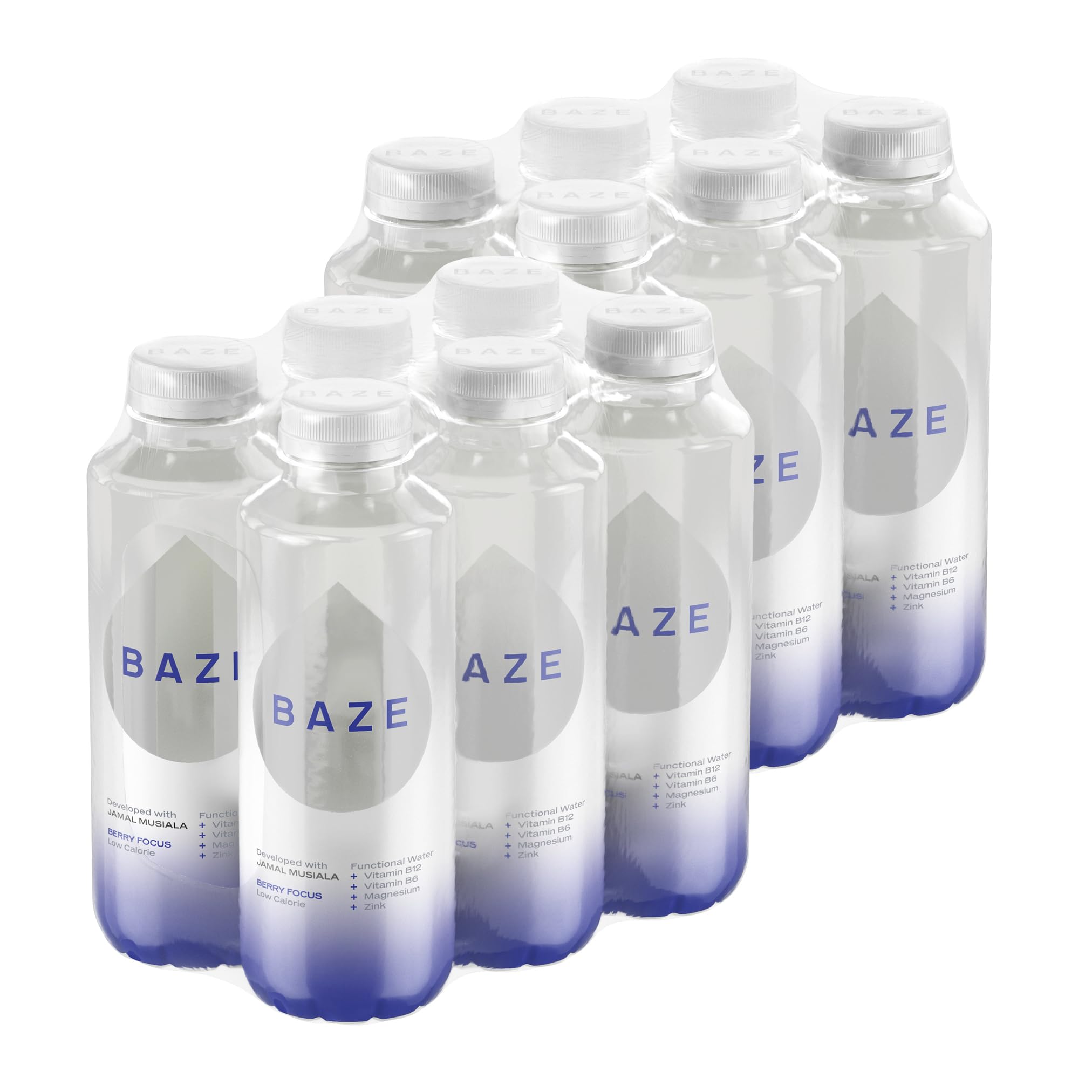 BAZE Functional Water Berry Focus – Vitamin- und Mineralwasser ohne Kohlensäure, mit Isomaltulose und Süßungsmitteln, 12 x 500 ml