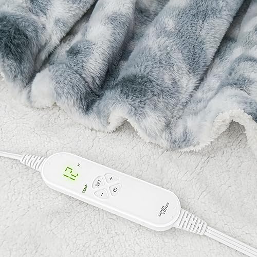 Miniatura 4 de GOQO TOMO Manta térmica con peso, con cuentas de vidrio de primera calidad de 60 x 80 pulgadas, manta de calefacción eléctrica 2 en 1 con 12 niveles