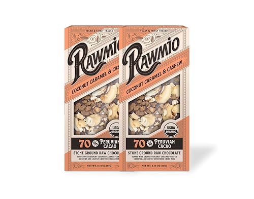 Miniatura 6 de Rawmio Caramelo de coco y corteza de anacardo triturada, 2.12 onzas, cruda, orgánica, vegana, kosher, paquete de 12