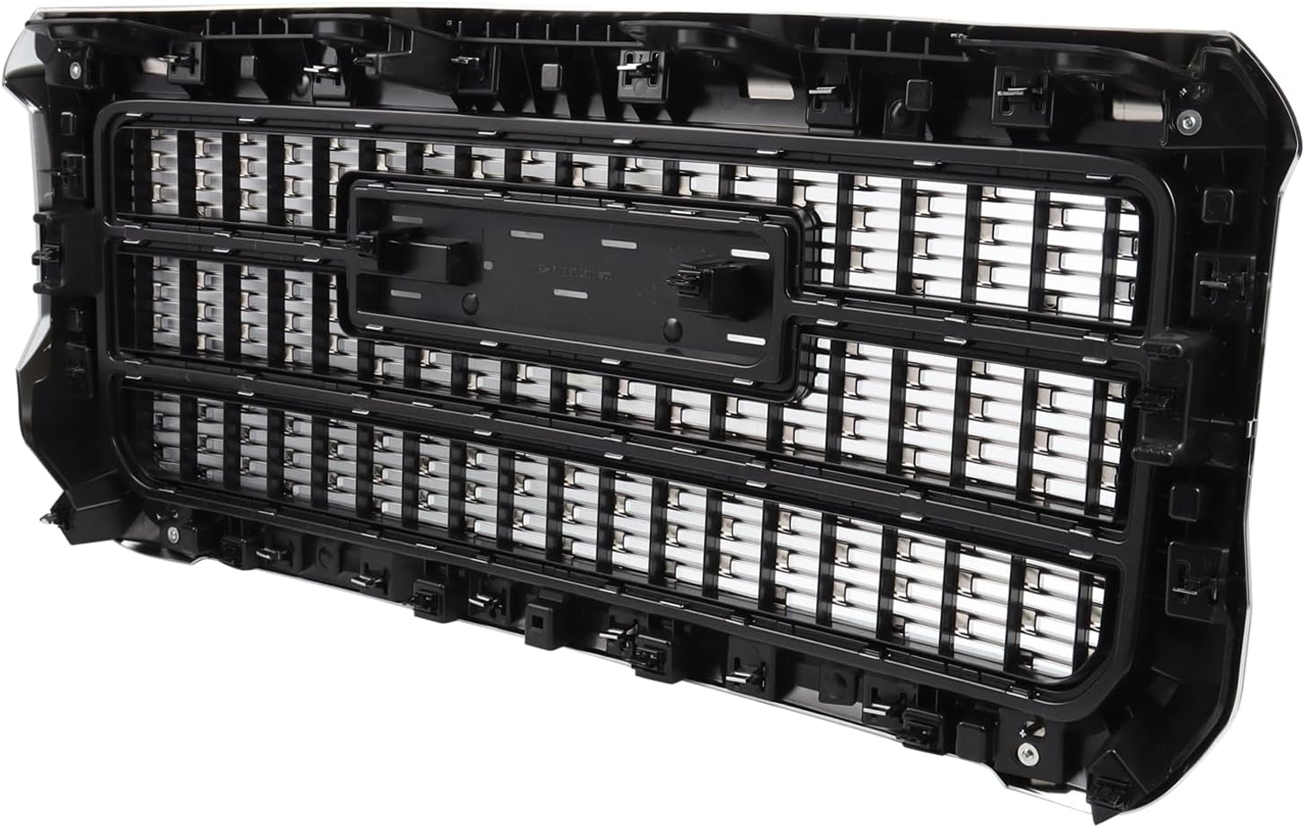 Duolctarms Chrome Grille Grill Assembly Compatible for 2015-2019 GMC Sierra 2500HD 3500HD Denali Hood Mesh Upper Grill 84542600 GM1200852