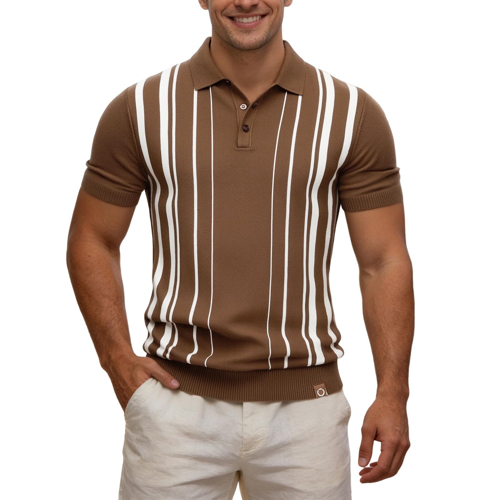 Camiseta a rayas de hombre de punto suave regular fit 8