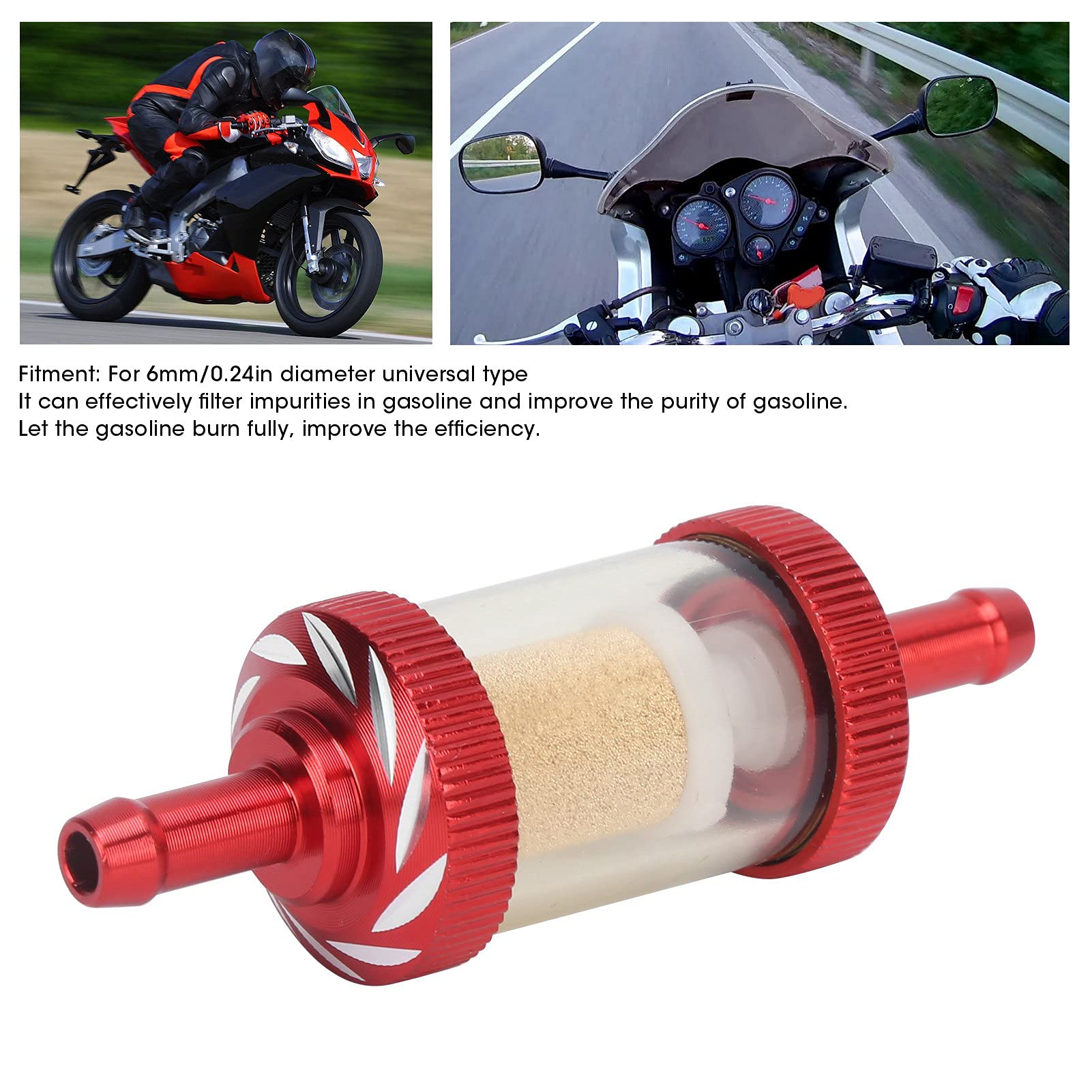 Filtro Carburante Universale Per Moto - Diametro 6 Mm - Argento - Filtra Impurità Benzina - Foto 3