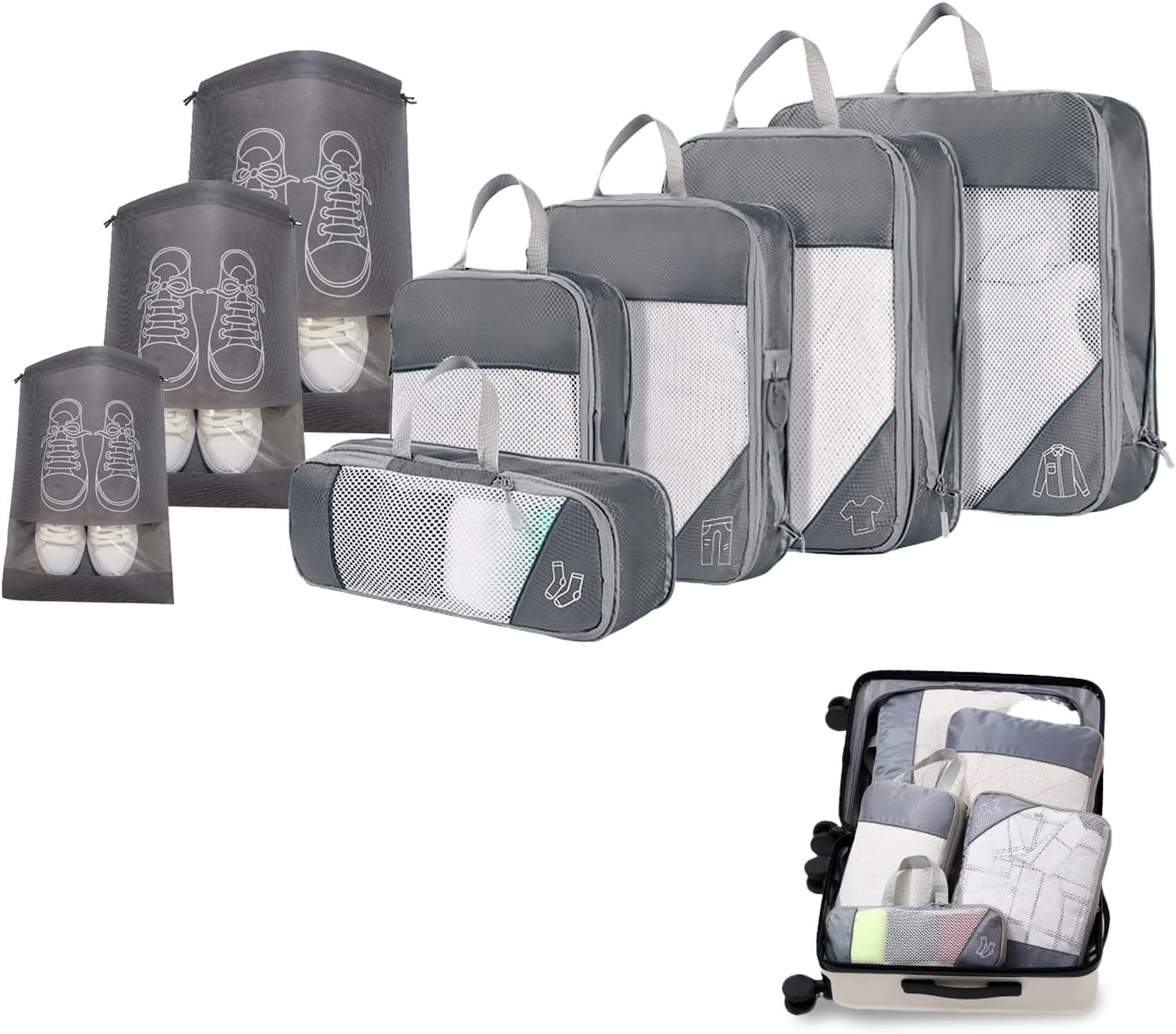 Waterproof Packing Auzly Pro 8-Piece Compression Packing Cubes | Ultralight Expandable ...