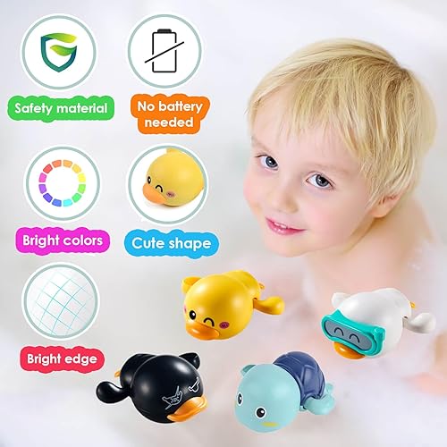 Miniatura 4 de Juguetes de baño para niños pequeños de 1 a 3 años, juguetes de baño para bebés, juguetes de bañera de cuerda para niños de 1, 2, 3, 4 años,