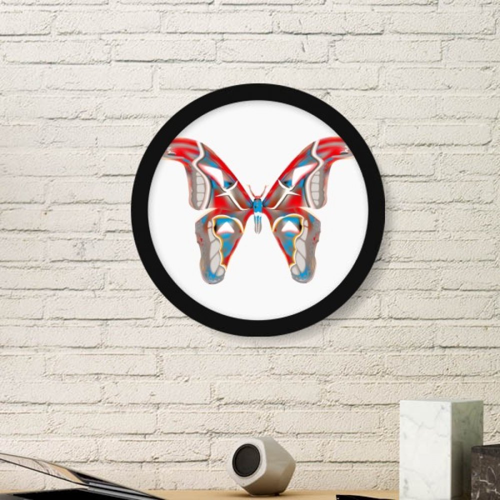 Cadre photo papillon 3D rouge et bleu rond medium noir pour decoration murale