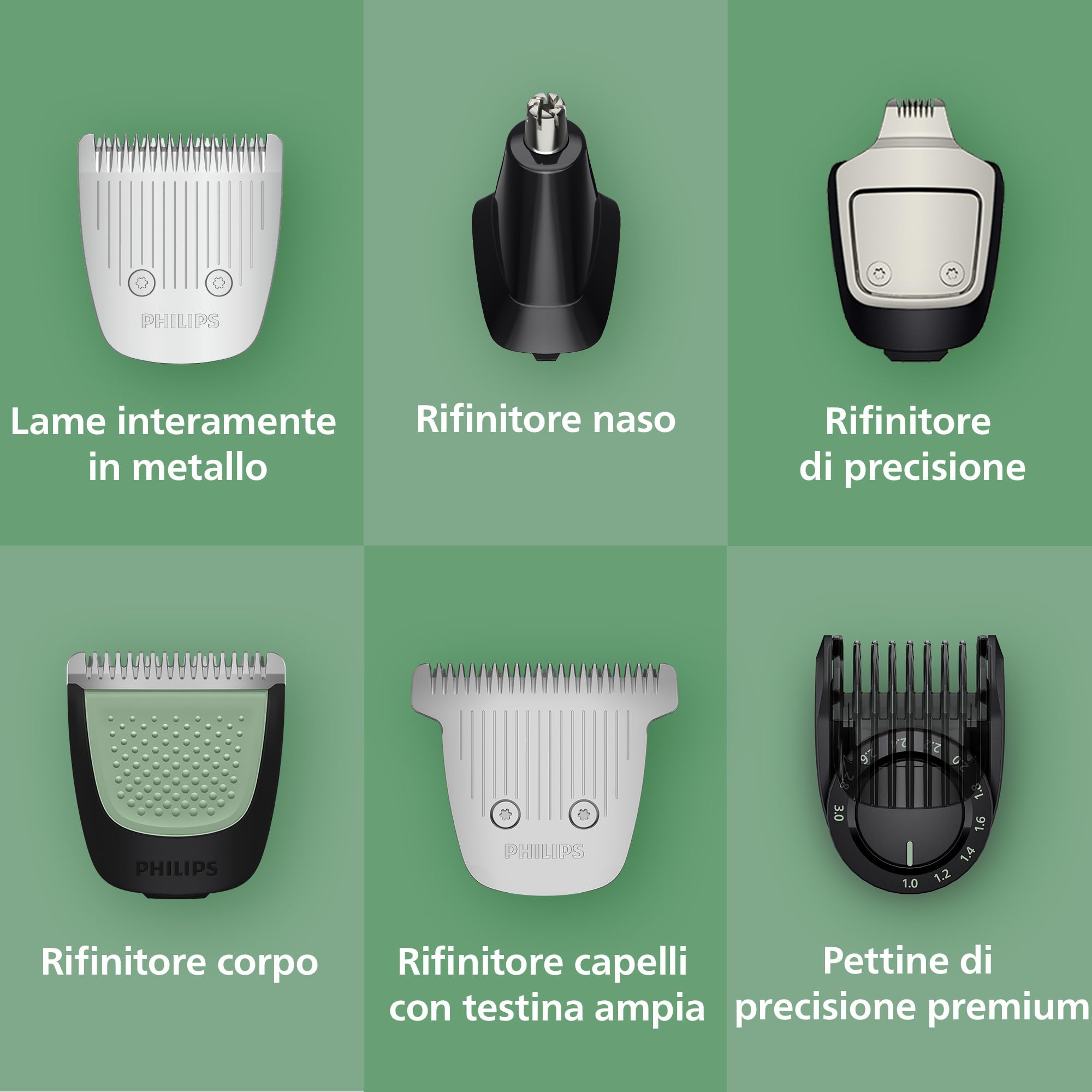 Philips Rifinitore All-in-one Multigroom Serie 7000 19 in 1 - Rifinitore per barba, capelli e corpo, lame autoaffilanti interamente in metallo, 26 impostazioni di lunghezza (0,5-20 mm), MG7962/30