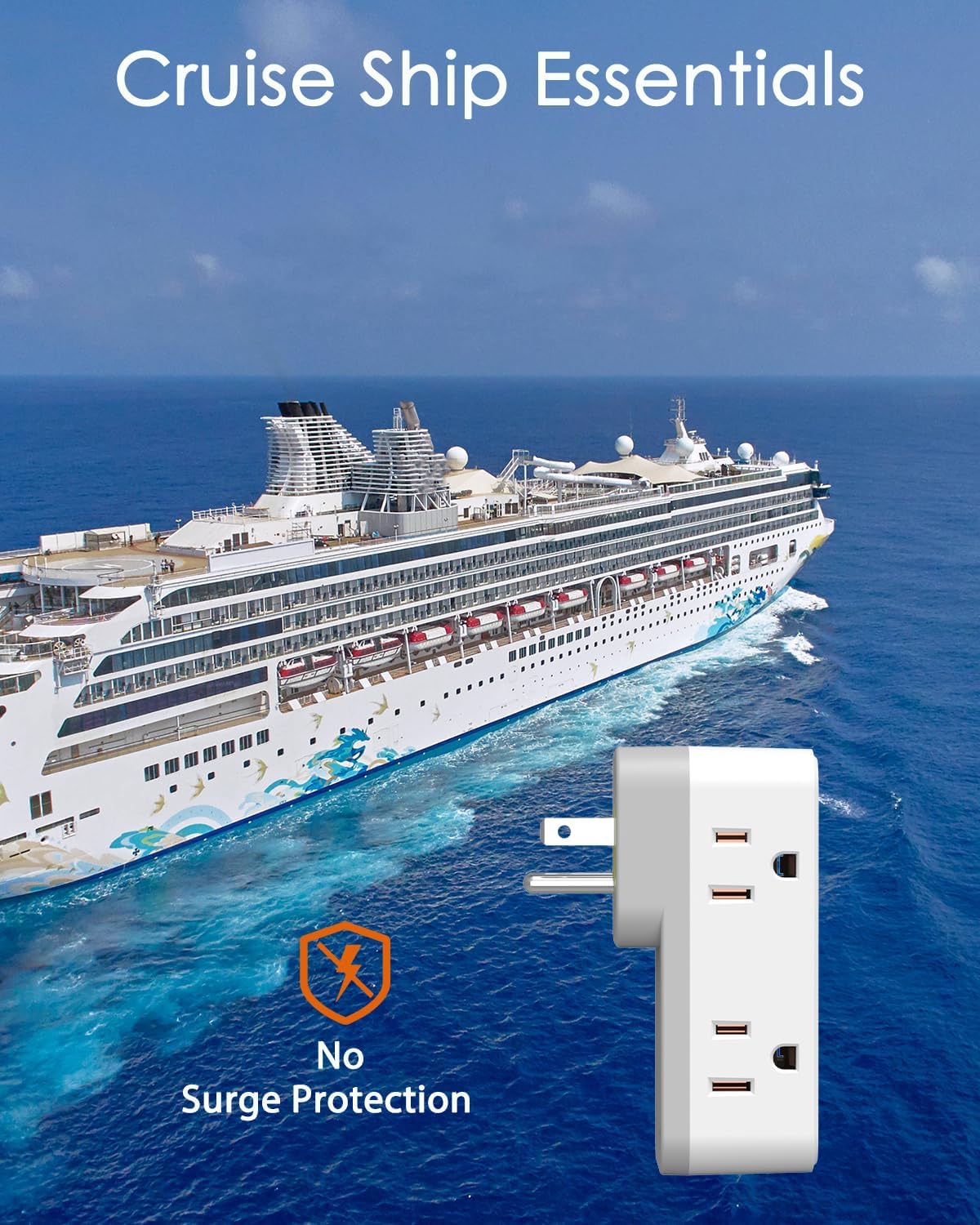 Multi Plug Outlet Adapter,WRXDMC Outlet Extender with 360° Rotating Plug, 3-Sided Wall Charger with 6 Widely Spaced Outlet, 1875W MAX Power Strip,Ideal for Home Office Kitchen Travel