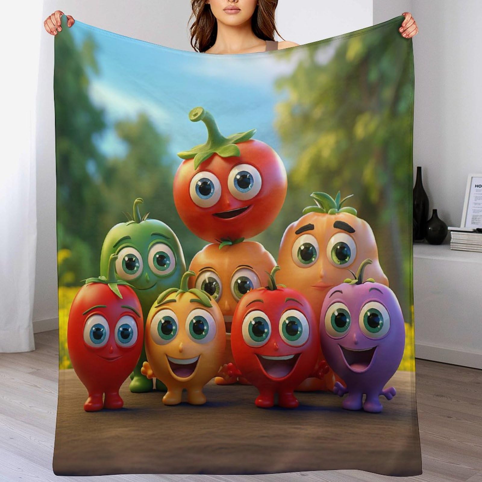 Manta de franela de forro polar grande 180x200 cm térmica de frutas