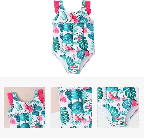 Kids Float Swimsuit Buoyancy Sticks for Baby Boys Girls One Piece Floating Swim Vest Training Aid Swimwear(Leaf,9-12 Months)