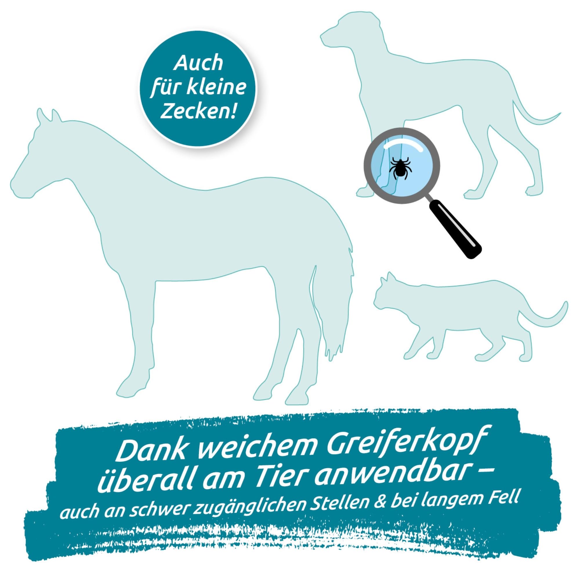 tickSAFE 2 Stück Zeckengreifer Tier mit rotierendem Greiferkopf | Die bessere Alternative zur Zeckenzange - kein Quetschen, Ziehen oder Drücken - einfach schonend rausdrehen