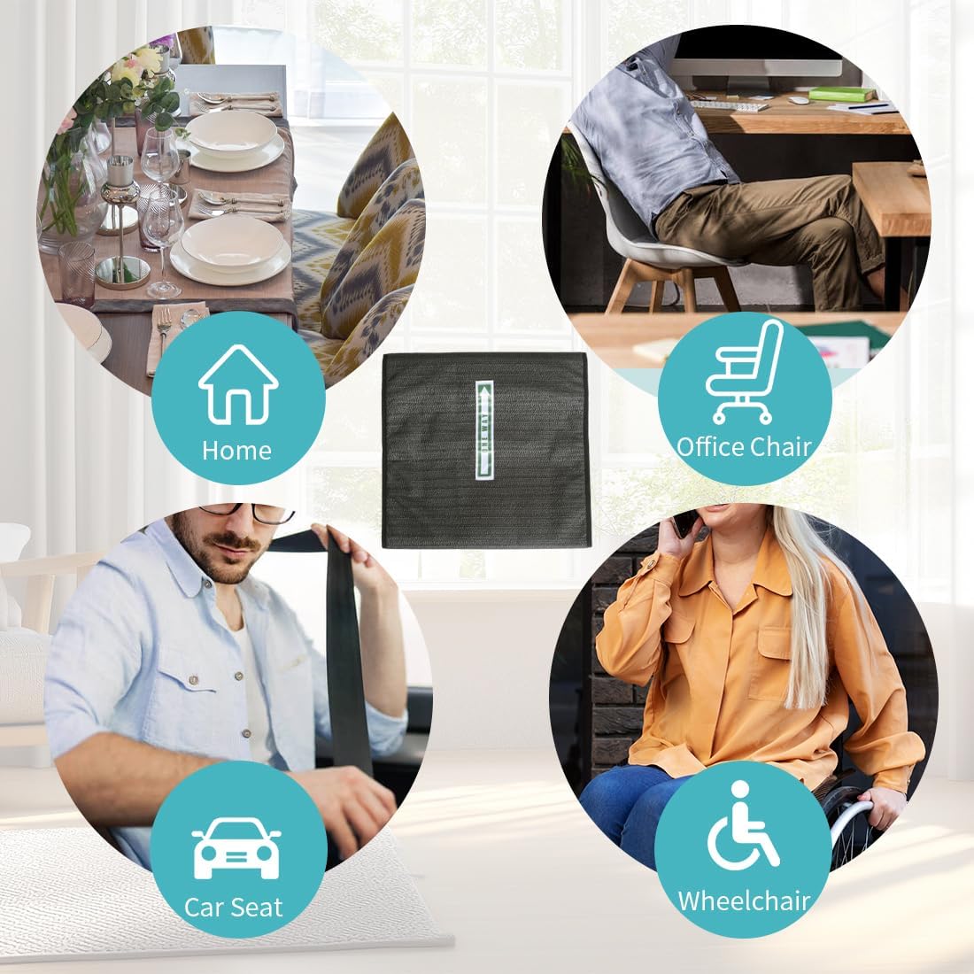 One Way Slide Wheelchair Cushion, Non Slip Unidirectional Glide Seat Pad for Transfers, Reusable Anti Slip Chair Cushion for Elderly & Patients (Black)