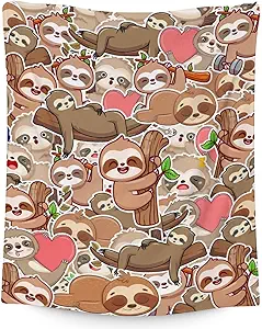Mercuryelf Sloth Throw Blanket - Soft, Fuzzy & Warm - 60x80 Inches Flannel Blankets for Bed, Couch - Brown Novelty Throws Gift for Adults