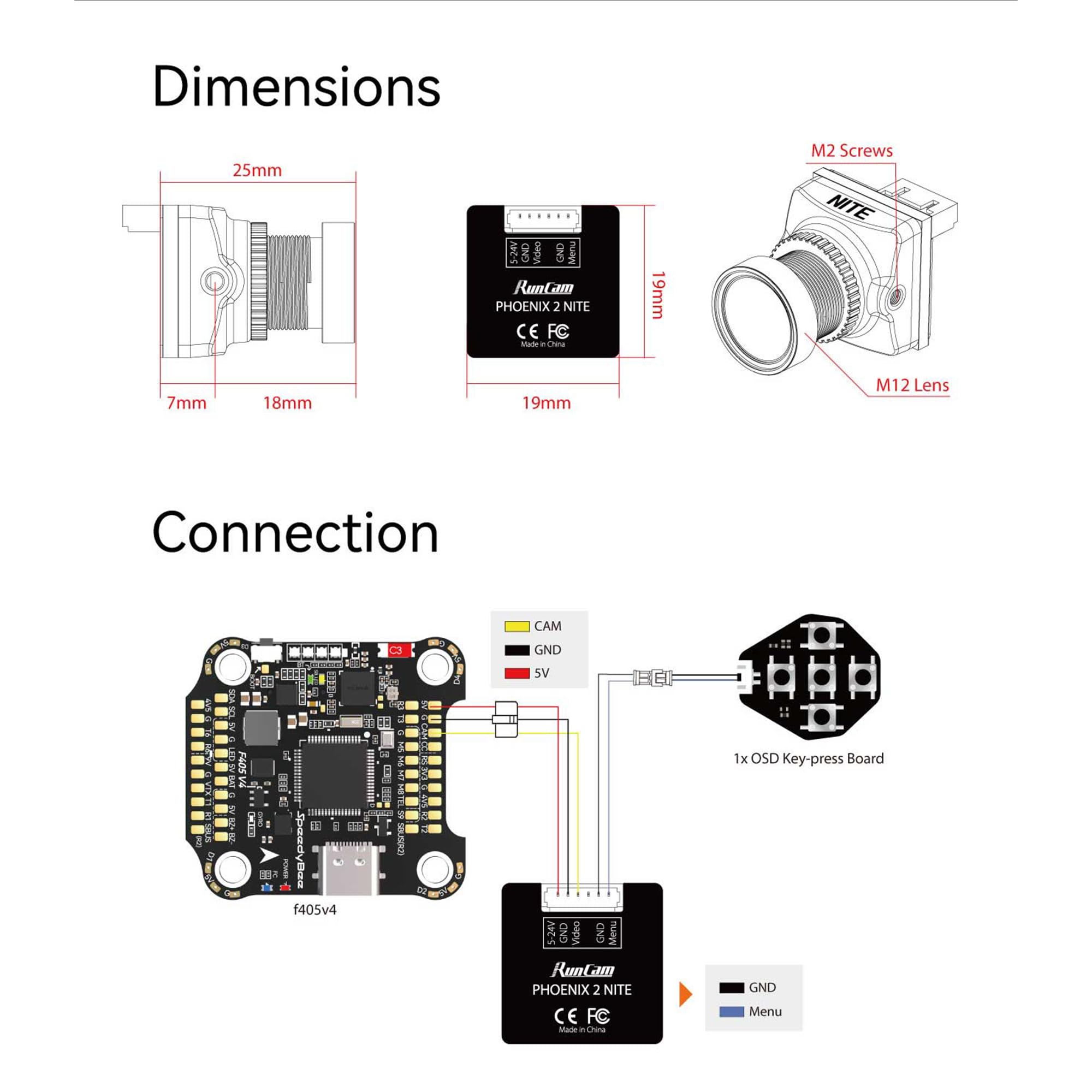 RunCam Night Eagle 3 Micro FPV HD Cámara 1/2.8'' 1500TVL 4:3/16:9 PAL/NTSC Switchable Starlight Night Vision Cámara para RC Racing Drone