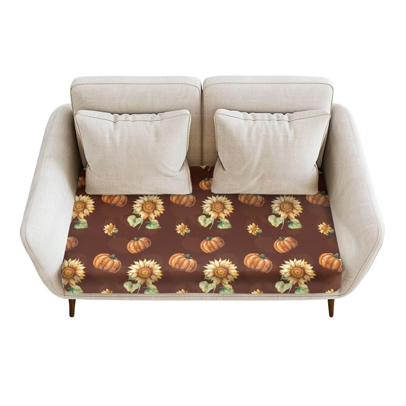 Sunflower Pumpkin Stretch Cushion Covers Sofa Seat Cushion Slipcovers Soft Couch Cover Replacement Furniture Protector with Elastic Bottom