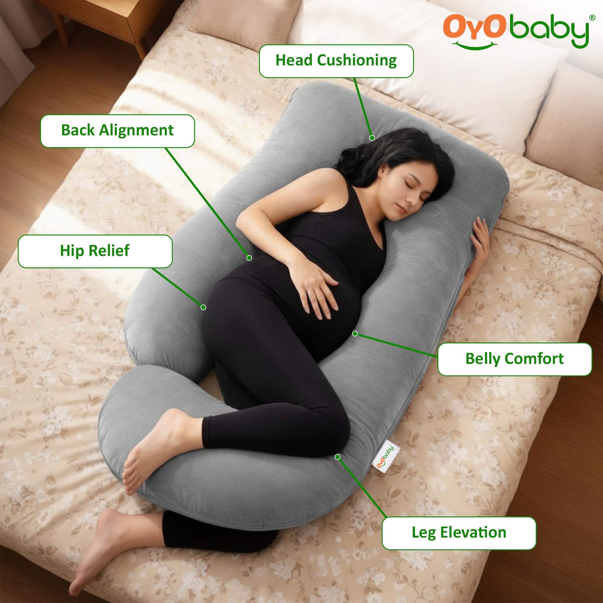 J-Shape Maternity Pillow - Full Body Pregnancy Support -5 J-Shape Maternity Pillow - Full Body Pregnancy Support -5