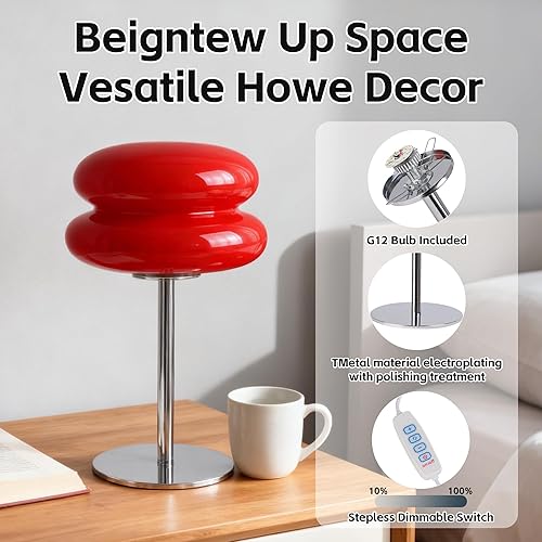 Miniatura 5 de Lámpara de hongo para dormitorio, lámpara medieval moderna de mesita de noche, luz retro regulable, decoración única de hongos para el hogar,