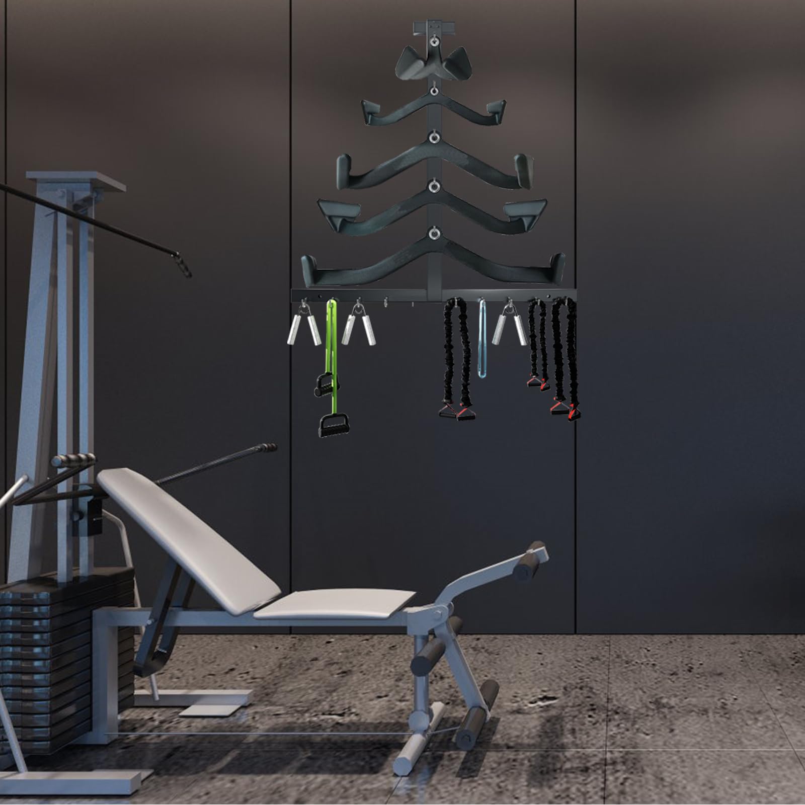 LAT - Barra porta accessori da palestra, organizer per accessori da palestra, accessori Lat LAT per diverse maniglie dei cavi, supporto resistente per il fitness a casa e a parete