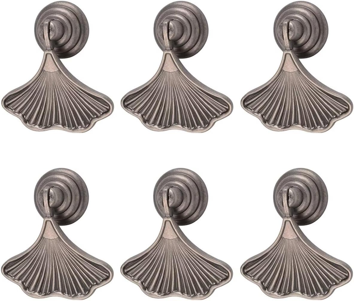 Ginkgo Leaf Cabinet Knobs, Vintage Floral Drawer Knob Pulls, Zinc Alloy Ginkgo Leaf Flower Drawer Pull Handles for Cabinets and Dresser(6 PCS,Gold)