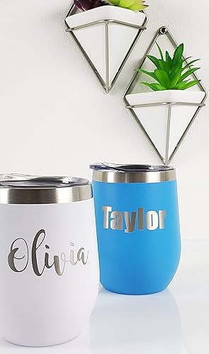 Miniatura 6 de Vaso de vino grabado personalizado con tapa, copa de vino personalizada de acero inoxidable sin tallo