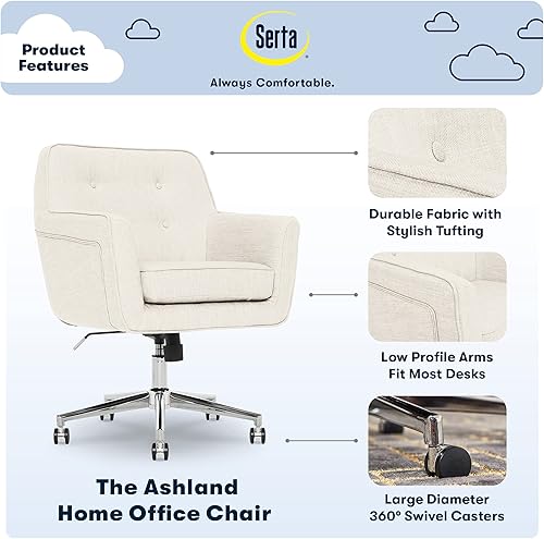 Miniatura 3 de Serta Ashland Silla ergonómica de oficina en casa con amortiguación de espuma viscoelástica, base de acero inoxidable con acabado cromado, movilidad
