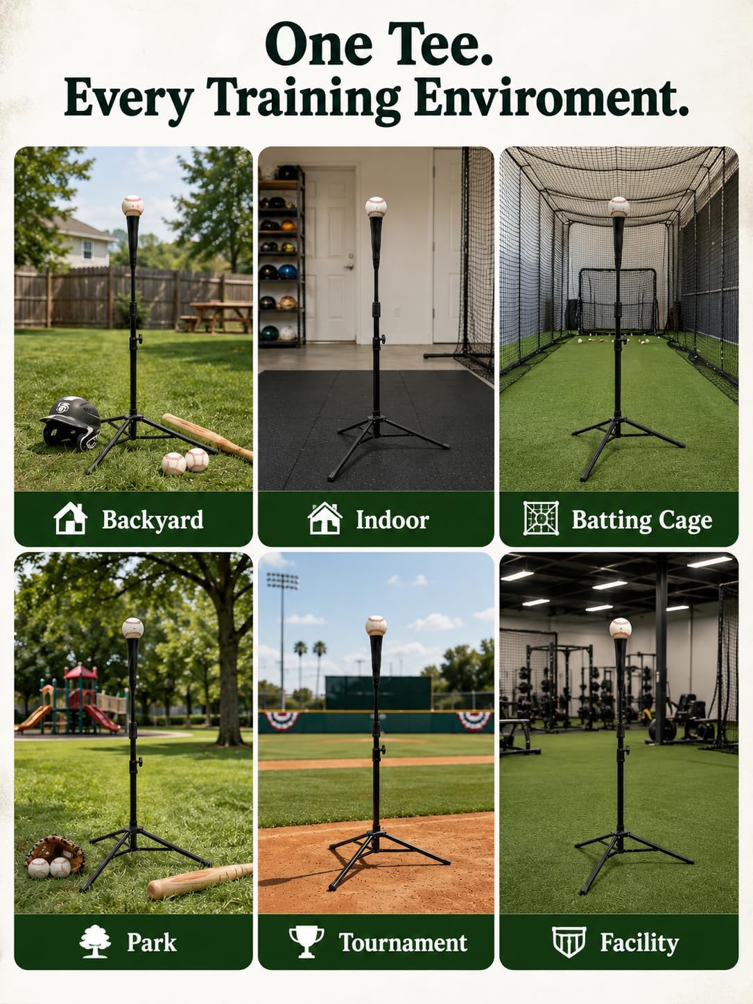 Adjustable Baseball Batting Tee 27-46", Tripod Hitting Stand with Carry Bag image 4