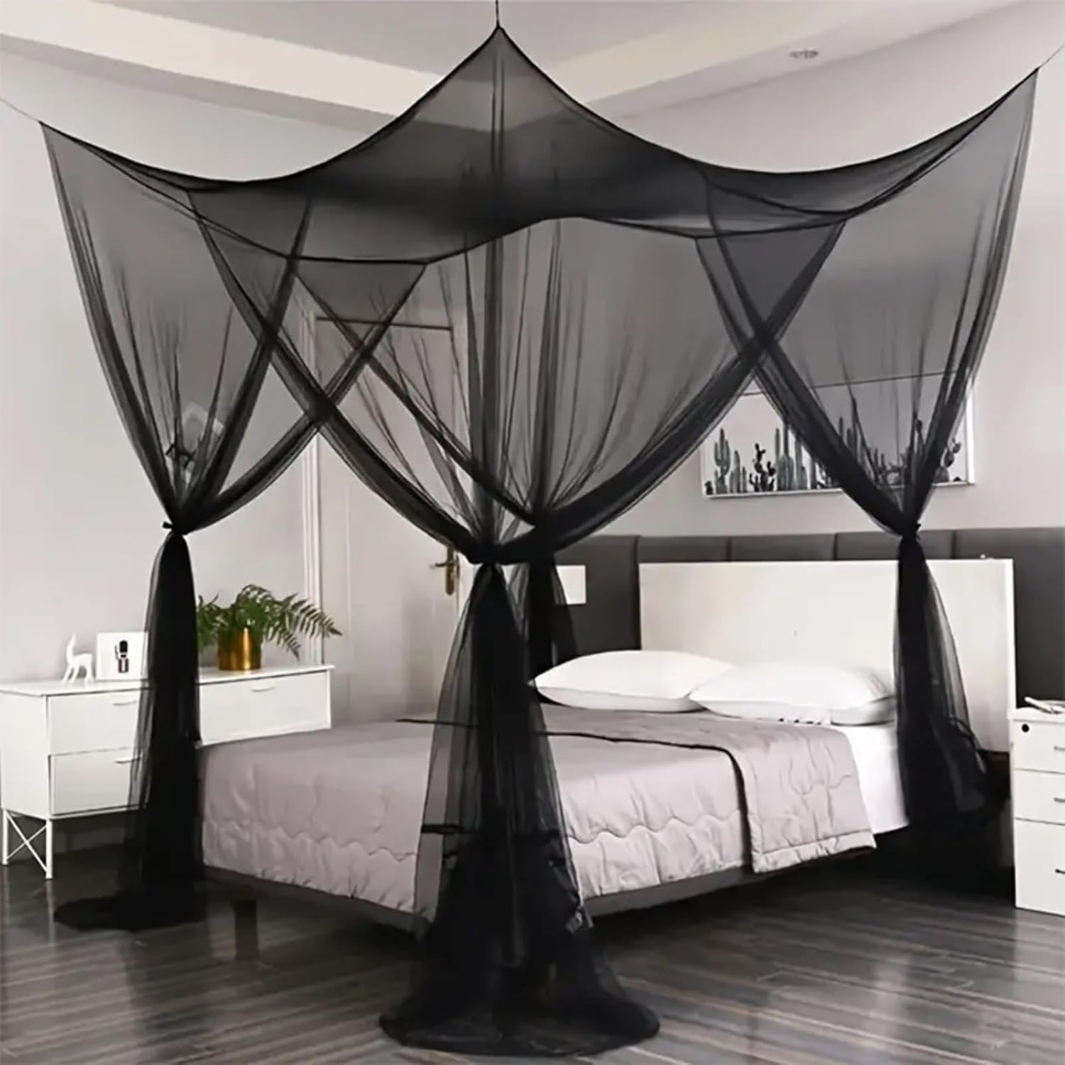 Canopy Bed Curtains Bed Drapes Mosquito Net for Queen Size Bed, Bedroom Decor Drapes Room Decor Mosquito Netting (Pink)
