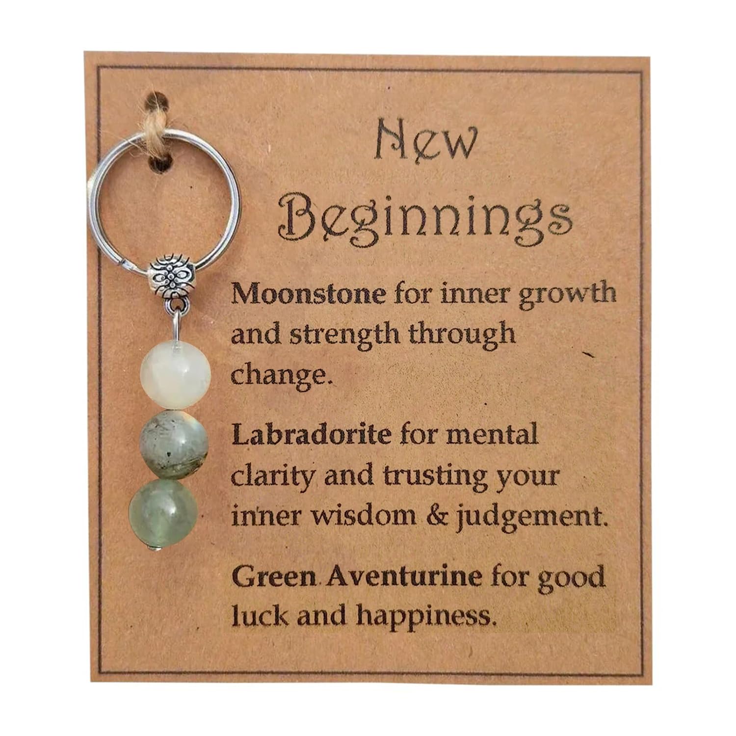 VNIDJGB Good Luck Gifts,Good Luck Moonstone Crystal Keyring,Inspirational New Beginnings Gifts for Women,Encouragement Crystal Keychain with Card,for Colleagues,Family,Teacher,Relationship Favors