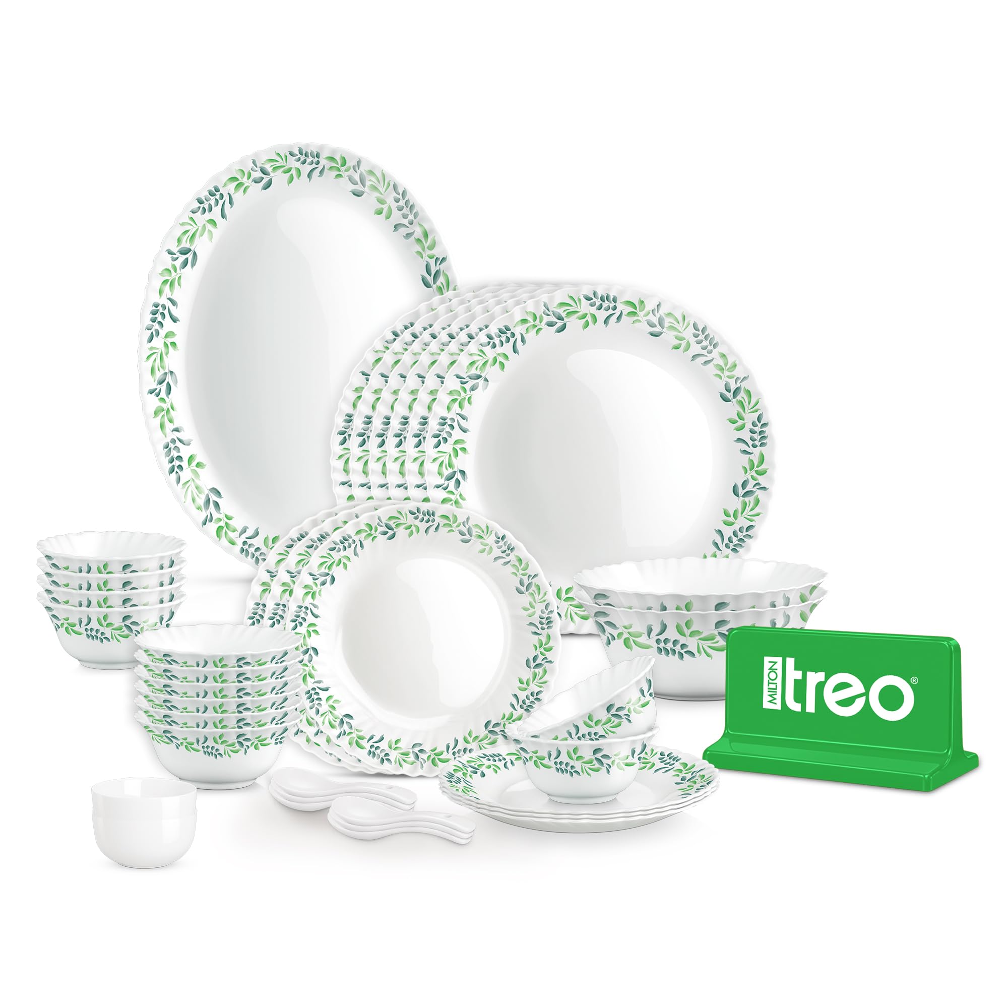 Treo Milton Opalware Dinner Set - 35 Piece, Dishwasher Safe -20