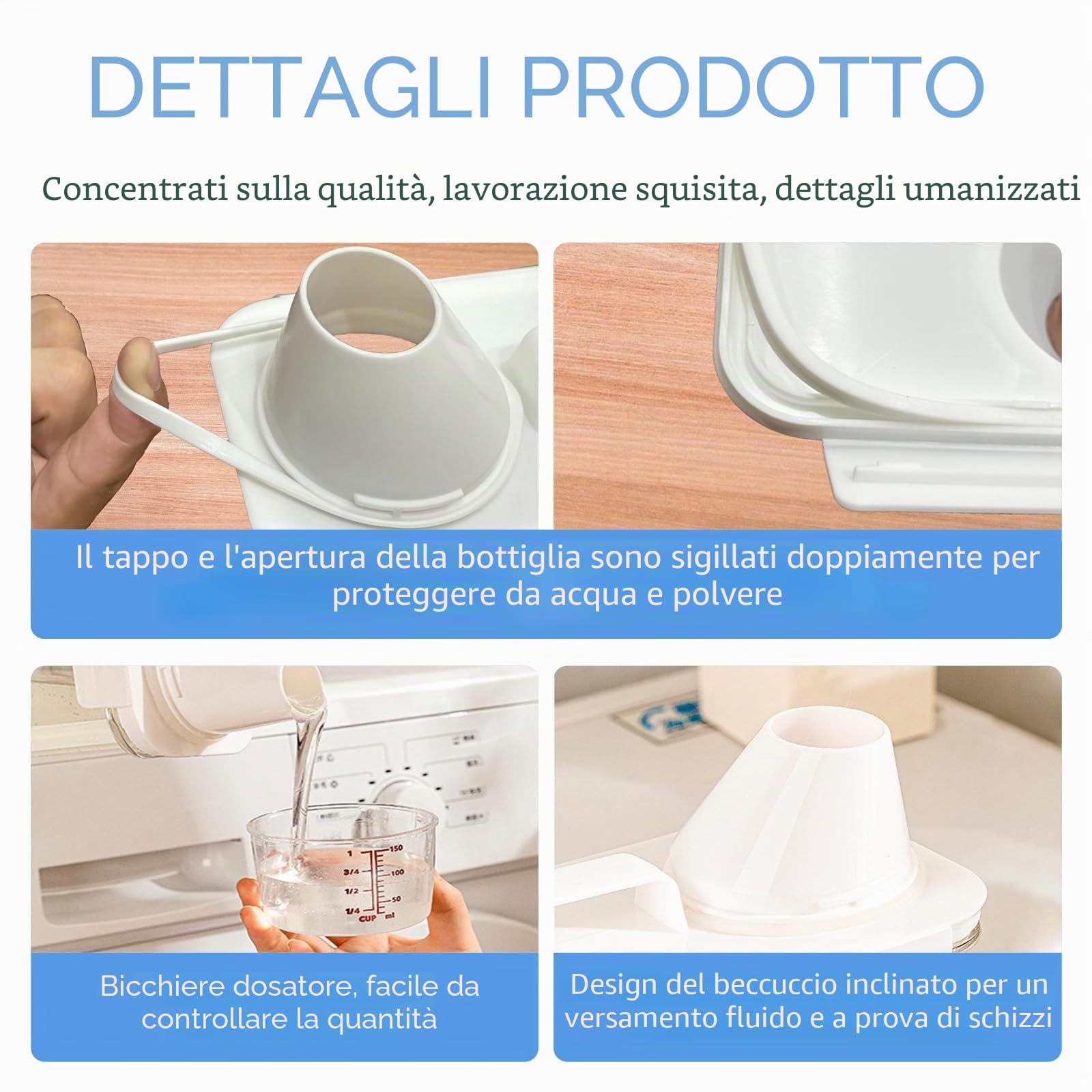2pcs 1800ml Dosatore Detersivo Lavatrice con Misurino, Contenitore Detersivo Polvere, Contenitore Multiuso con Chiusura Ermetica, Ideale per Detersivi Liquidi, Cereali E Cibo per Gatti