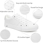 Adokoo Women's Fashion Sneakers PU Leather Casual Shoes White Tennis Low Top Shoes Womens Lace Up Sneakers