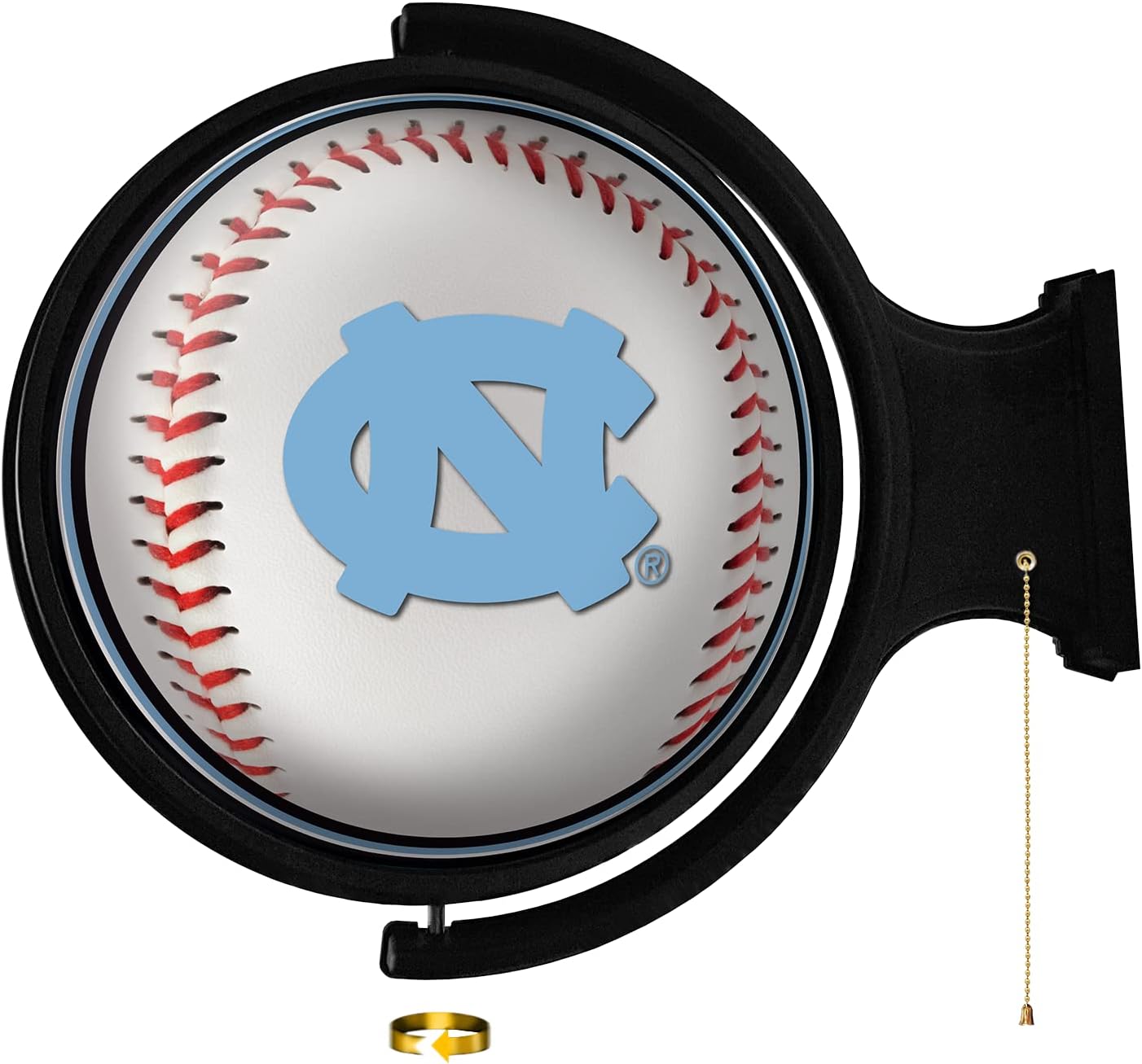 The Fan Brands NCAA North Carolina Tar Heels: Baseball - Round Rotating Lighted Wall Sign - Football, Basketball & Baseball Wall Decor - College Sports Décor for Home, Office, Game Room, Fan Cave & Garage - USA Made