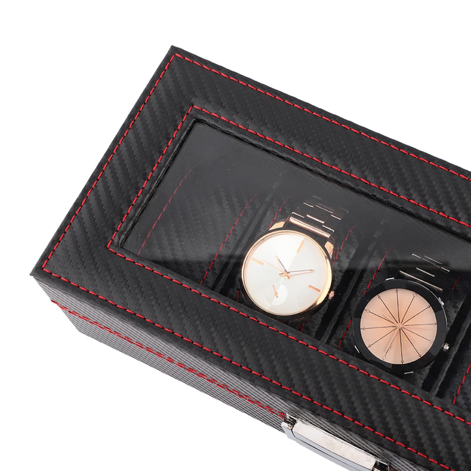 Boîte de montre à 5 fentes, boîtier en Fiber de carbone, présentoir de bijoux, rangement