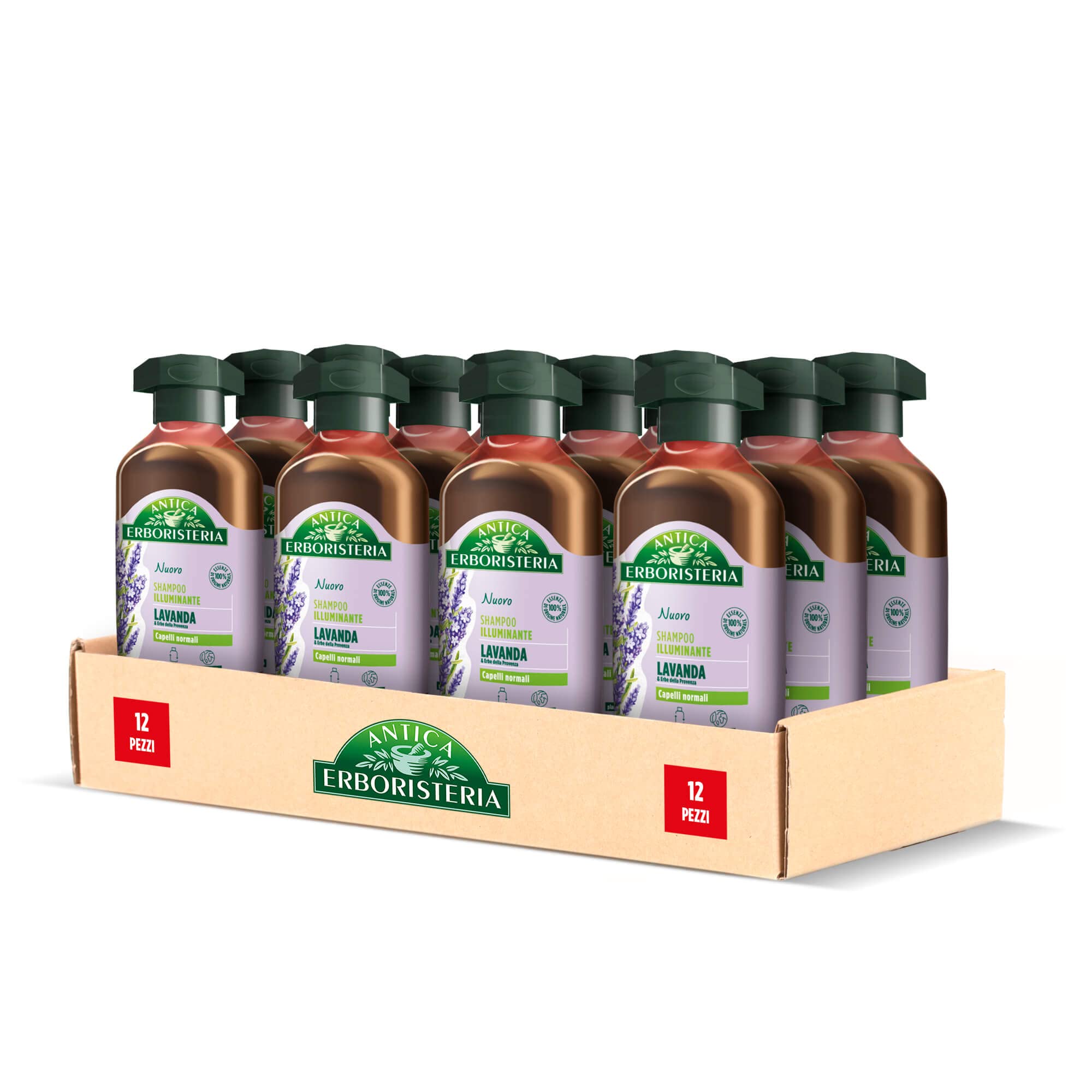 Antica Erboristeria Shampoo Illuminante Lavanda E Erbe Della Provenza, Shampoo Per Capelli Normali, Con Ingredienti Naturali, 12 Pezzi x 250 ml